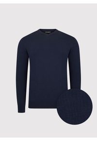 Pako Lorente - PAKO LORENTE - ranatowy sweter męski v-neck. Okazja: na co dzień. Kolor: niebieski, czerwony. Materiał: nylon, wiskoza. Sezon: jesień. Styl: casual #6