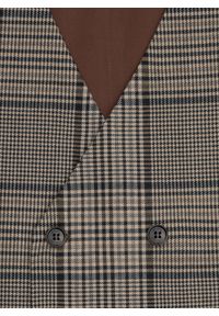 Pako Lorente - PAKO LORENTE – Brązowa dwurzędowa kamizelka męska w kratę. Kolor: brązowy. Materiał: wełna. Styl: elegancki #3