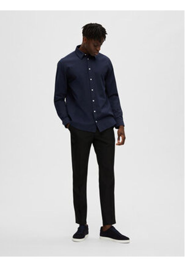 Selected Homme Koszula 16079052 Granatowy Regular Fit. Kolor: niebieski. Materiał: bawełna