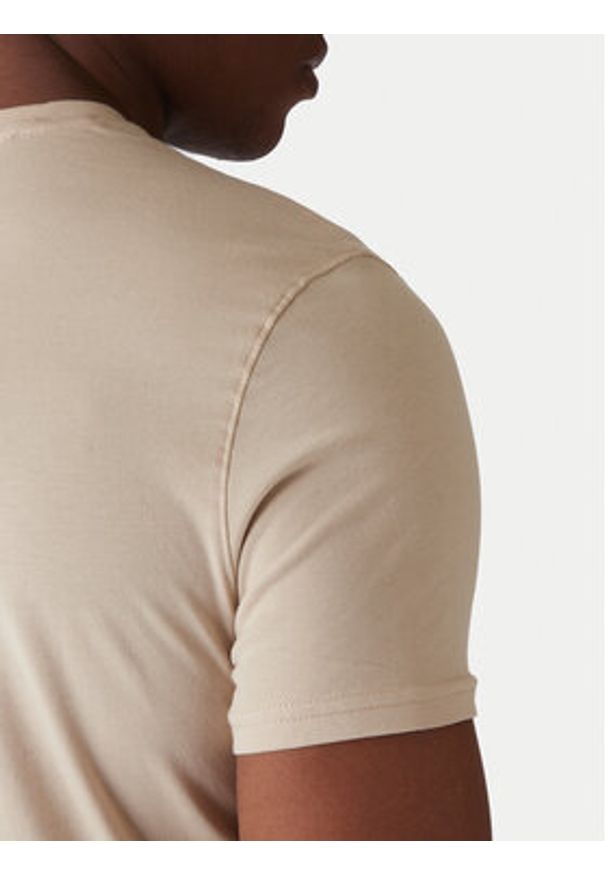 Tommy Jeans T-Shirt DM0DM04411 Beżowy Slim Fit. Kolor: beżowy. Materiał: bawełna