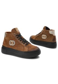 Brązowe Sneakersy CheBello Wygodne Skórzane Buty Damskie. Okazja: na co dzień. Kolor: brązowy. Materiał: skóra. Szerokość cholewki: normalna. Styl: casual #4