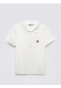 Big-Star - Koszulka damska polo w prążek biała Rella 100. Okazja: na co dzień. Typ kołnierza: polo. Kolor: biały. Materiał: prążkowany, dzianina, jeans. Długość: krótkie. Wzór: prążki. Styl: casual, elegancki, sportowy, klasyczny #4