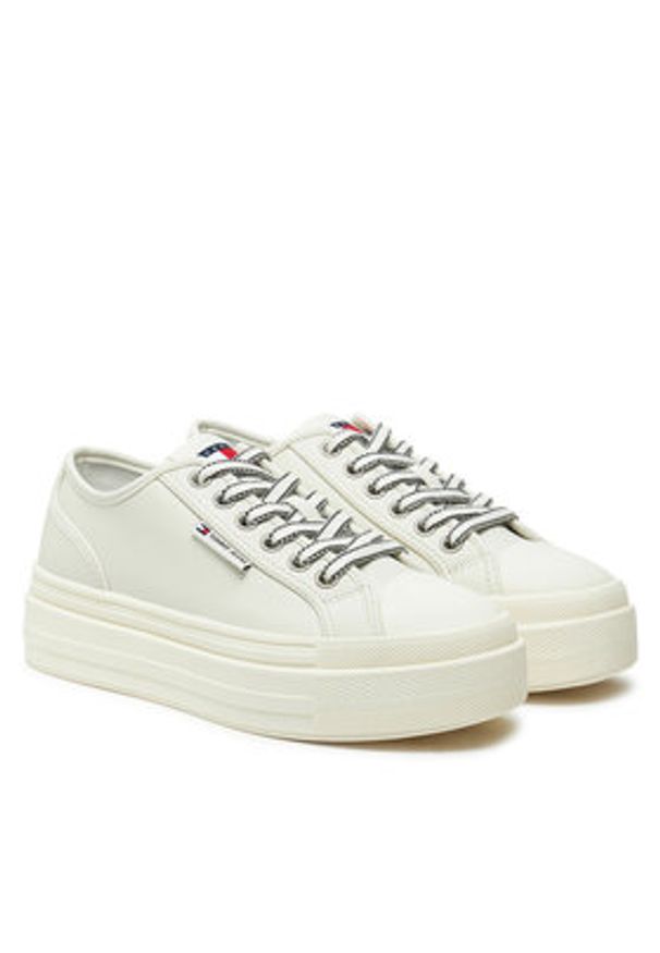 Tommy Jeans Trampki Foxing EN0EN02714 Écru. Materiał: skóra