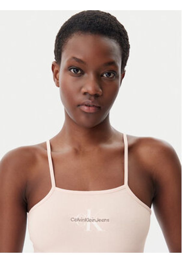 Calvin Klein Jeans Body Monologo J20J223421 Różowy Slim Fit. Kolor: różowy. Materiał: bawełna