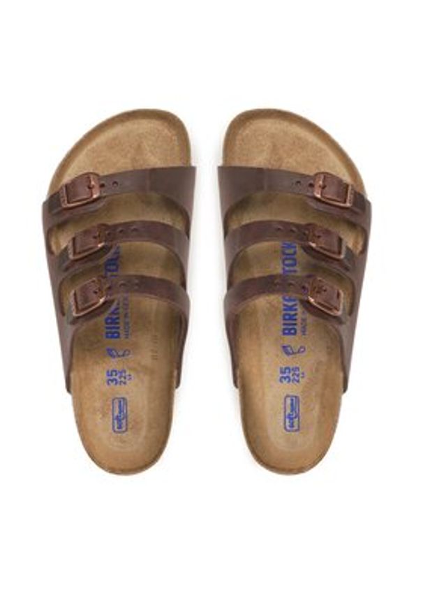 Birkenstock Klapki Florida 53901 Brązowy. Kolor: brązowy. Materiał: skóra
