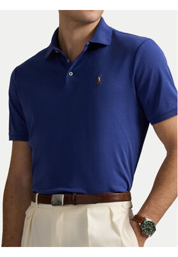 Polo Ralph Lauren Polo 710704319164 Granatowy Slim Fit. Typ kołnierza: polo. Kolor: niebieski. Materiał: bawełna