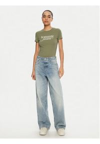 Tommy Jeans T-Shirt Essential DW0DW19447 Zielony Slim Fit. Kolor: zielony. Materiał: bawełna #5