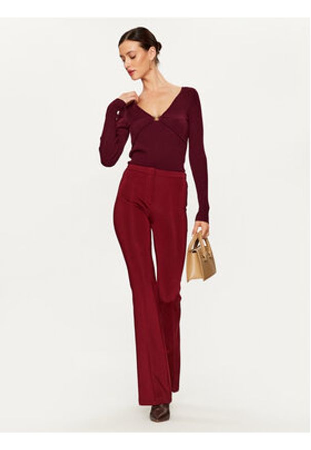 Pinko Spodnie materiałowe Hulka 100054 A04I Bordowy Regular Fit. Kolor: czerwony. Materiał: wiskoza