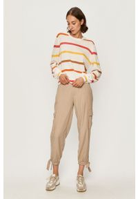 Tommy Jeans - Spodnie. Kolor: beżowy. Materiał: tkanina, len, wiskoza, bawełna. Wzór: gładki #2