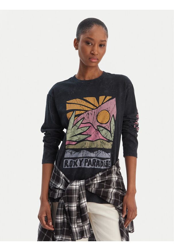 Roxy Bluzka Hangloose Washed ERJZT06028 Czarny Relaxed Fit. Kolor: czarny. Materiał: bawełna