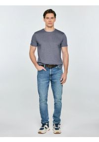 Big-Star - Koszulka męska w drobne paski granatowa Fredriser 403. Okazja: na co dzień. Kolor: niebieski. Materiał: dzianina, jeans. Wzór: paski. Styl: casual, elegancki #3