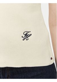 TOMMY HILFIGER - Tommy Hilfiger Top WW0WW49707 Beżowy jasny Slim Fit. Kolor: beżowy. Materiał: bawełna #2