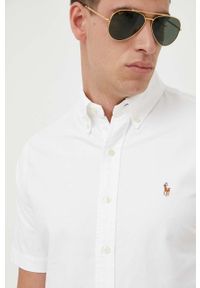 Polo Ralph Lauren koszula bawełniana męska kolor biały regular z kołnierzykiem button-down. Typ kołnierza: button down, polo. Kolor: biały. Materiał: bawełna. Długość rękawa: krótki rękaw. Długość: krótkie #5