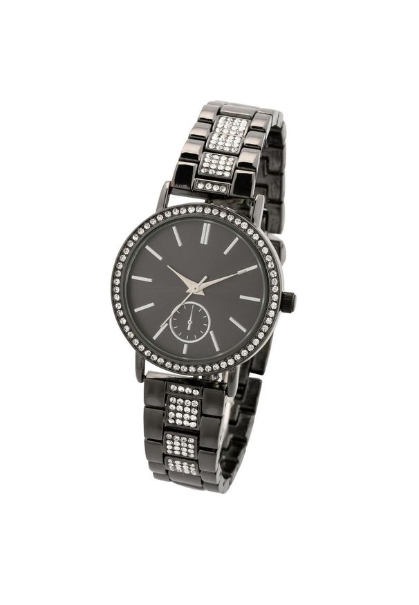 Zegarek na rękę na metalowej bransoletce, z kryształami Swarovskiego® bonprix srebrny kolor. Kolor: srebrny