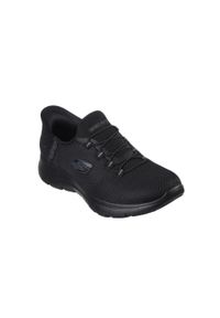 skechers - Buty do chodzenia damskie Skechers Slips-ins. Kolor: czarny. Materiał: syntetyk, materiał. Szerokość cholewki: normalna. Sport: turystyka piesza
