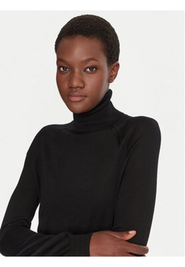 BOSS Golf Frizani 50548298 Czarny Slim Fit. Typ kołnierza: golf. Kolor: czarny. Materiał: wełna