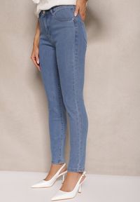 Renee - Niebieskie Jeansy High Waist Regular z Bawełną Elisira. Stan: podwyższony. Kolor: niebieski. Długość: do kostek. Wzór: gładki #3