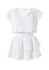 Melissa Odabash - MELISSA ODABASH - Biała sukienka mini Keri. Kolor: biały. Materiał: bawełna, koronka, tkanina. Długość: mini #2