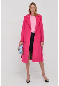 MAX&Co. Płaszcz wełniany kolor różowy przejściowy niezapinany. Okazja: na co dzień. Kolor: różowy. Materiał: wełna. Wzór: gładki. Styl: casual, klasyczny