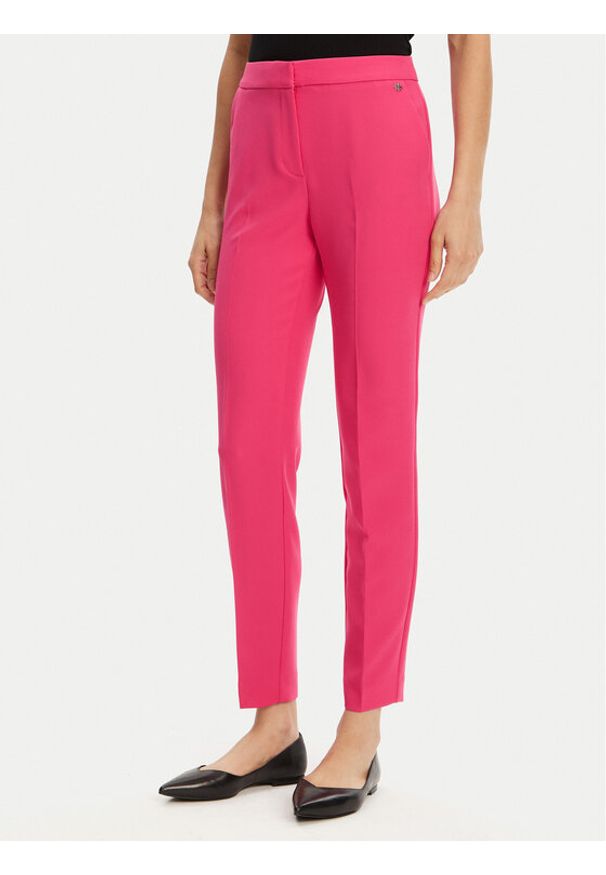 Hugo - HUGO Spodnie materiałowe Hagonia-1 50539991 Różowy Slim Fit. Kolor: różowy. Materiał: syntetyk