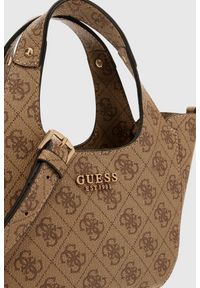 Guess - GUESS Beżowa torebka damska Calista 2 In 1 Mini. Kolor: beżowy. Materiał: skórzane #6