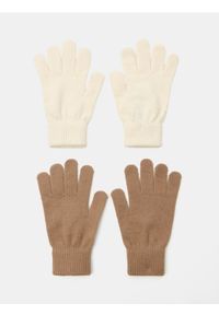Sinsay - Rękawiczki z dekoracyjnym splotem 2 pack - kremowy. Kolor: kremowy. Wzór: ze splotem