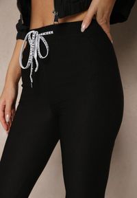 Renee - Czarne Spodnie z Bawełną i Sznurowaniem Purrena. Okazja: na co dzień. Kolor: czarny. Materiał: bawełna. Styl: casual, elegancki