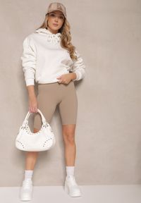 Renee - Beżowe Szorty Kolarki High Waist Basalla. Okazja: na co dzień. Stan: podwyższony. Kolor: beżowy. Sezon: lato. Styl: casual #5