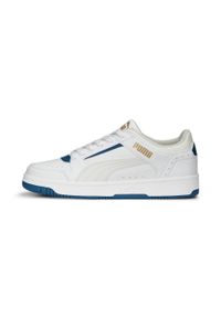 Buty do chodzenia męskie Puma Rebound Joy Low. Zapięcie: sznurówki. Kolor: biały, niebieski, wielokolorowy. Materiał: syntetyk, materiał. Szerokość cholewki: normalna. Sport: turystyka piesza