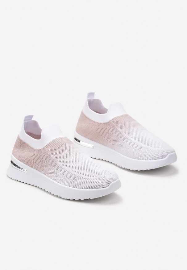 Born2be - Biało-Różowe Wsuwane Buty Sportowe z Elastyczną Cholewką z Efektem Ombre Erimla. Zapięcie: bez zapięcia. Kolor: biały. Szerokość cholewki: normalna
