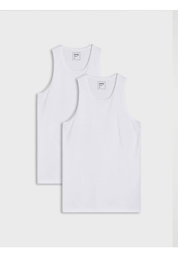 Sinsay - Bawełniane podkoszulki 2 pack - biały. Kolor: biały. Materiał: bawełna