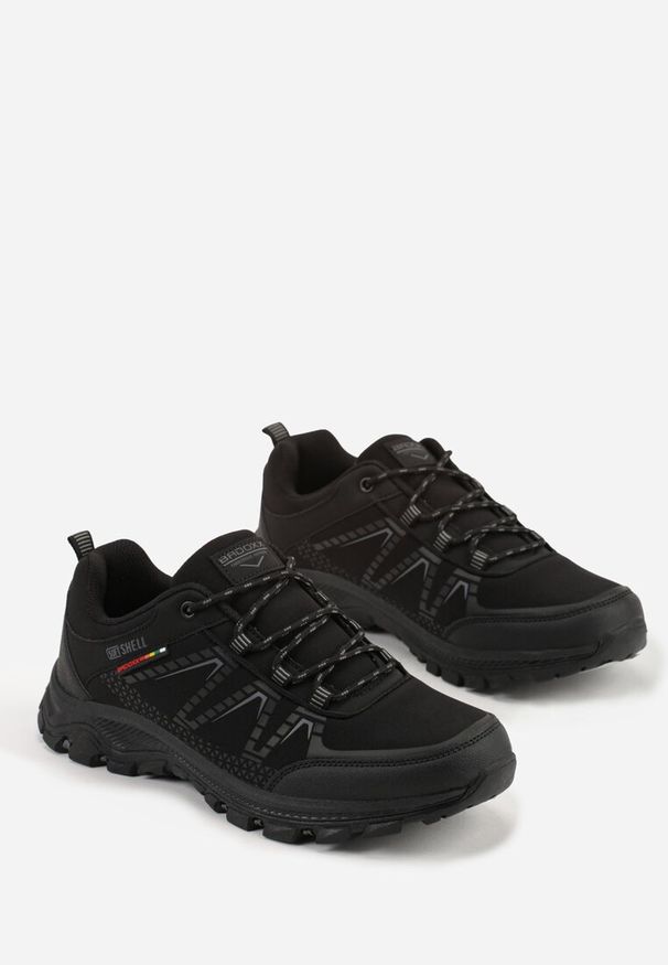 Born2be - Czarne Buty Sportowe w Trekkingowym Stylu na Tłoczonej Podeszwie Revitte. Okazja: na co dzień. Kolor: czarny. Materiał: jeans. Szerokość cholewki: normalna