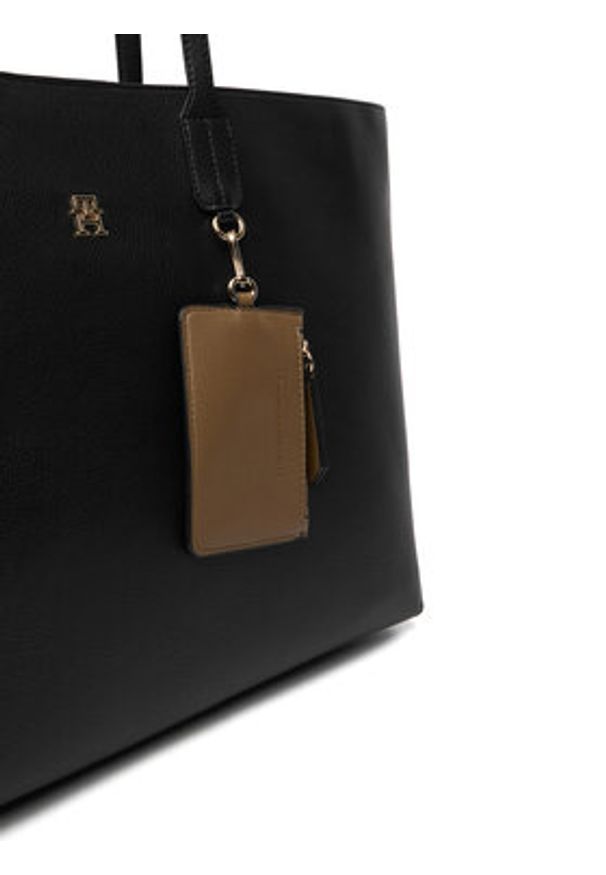 TOMMY HILFIGER - Tommy Hilfiger Torebka Th Icon Tote AW0AW18173 Czarny. Kolor: czarny. Materiał: skórzane