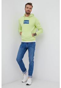 Pepe Jeans Bluza Dexter męska kolor zielony z kapturem gładka. Okazja: na co dzień. Typ kołnierza: kaptur. Kolor: zielony. Materiał: dzianina. Wzór: nadruk, gładki. Styl: casual