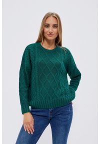 MOODO - Sweter oversize szmaragdowy. Kolor: zielony. Materiał: akryl