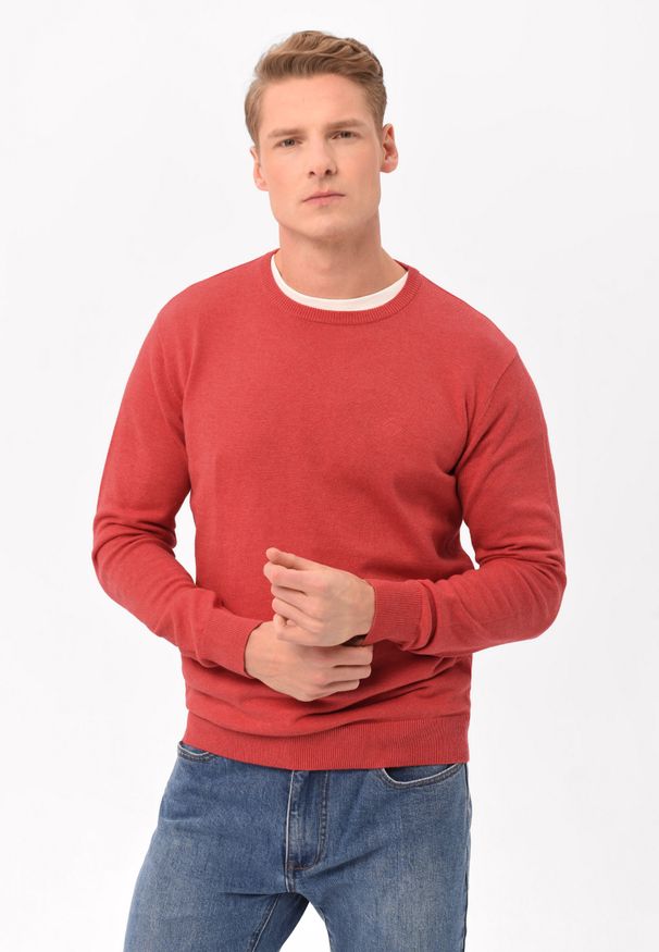 Volcano - Lekki sweter S-RADO. Materiał: dzianina, włókno, materiał, bawełna, skóra. Wzór: gładki, haft, ze splotem. Styl: klasyczny