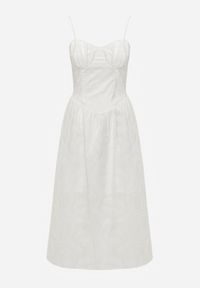 Renee - Biała Rozkloszowana Sukienka z Bawełny na Ramiączka Zdobiona Haftem Adozaphaura. Okazja: na co dzień, na randkę, na imprezę. Typ kołnierza: dekolt gorset. Kolor: biały. Wzór: aplikacja, haft. Typ sukienki: rozkloszowane, gorsetowe. Materiał: bawełna. Długość rękawa: na ramiączkach. Sezon: lato. Styl: casual #7