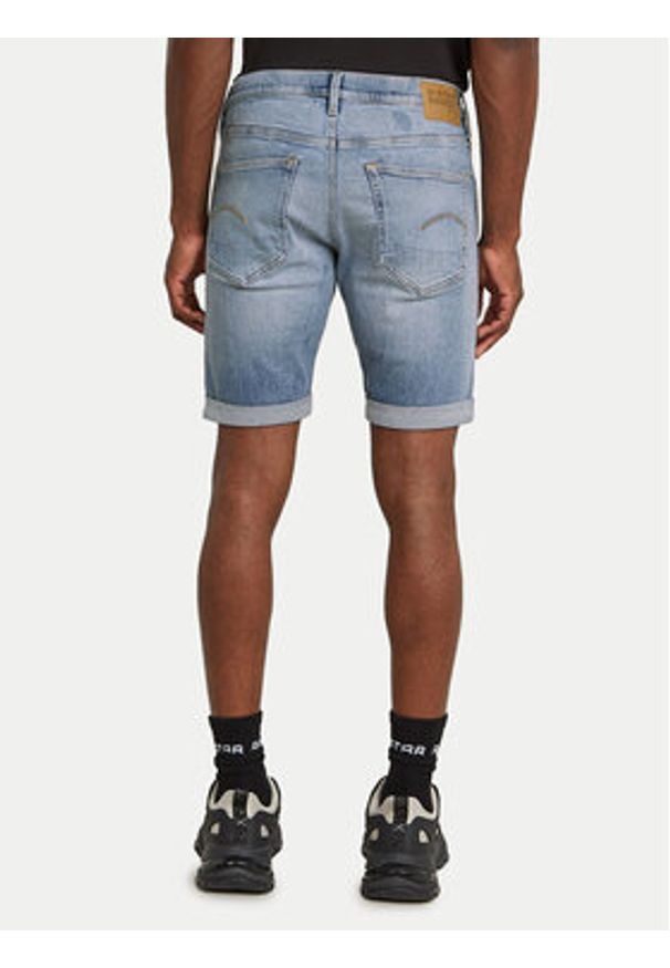 G-Star RAW - G-Star Raw Szorty jeansowe 3301 D10481-D760 Niebieski Slim Fit. Kolor: niebieski. Materiał: bawełna