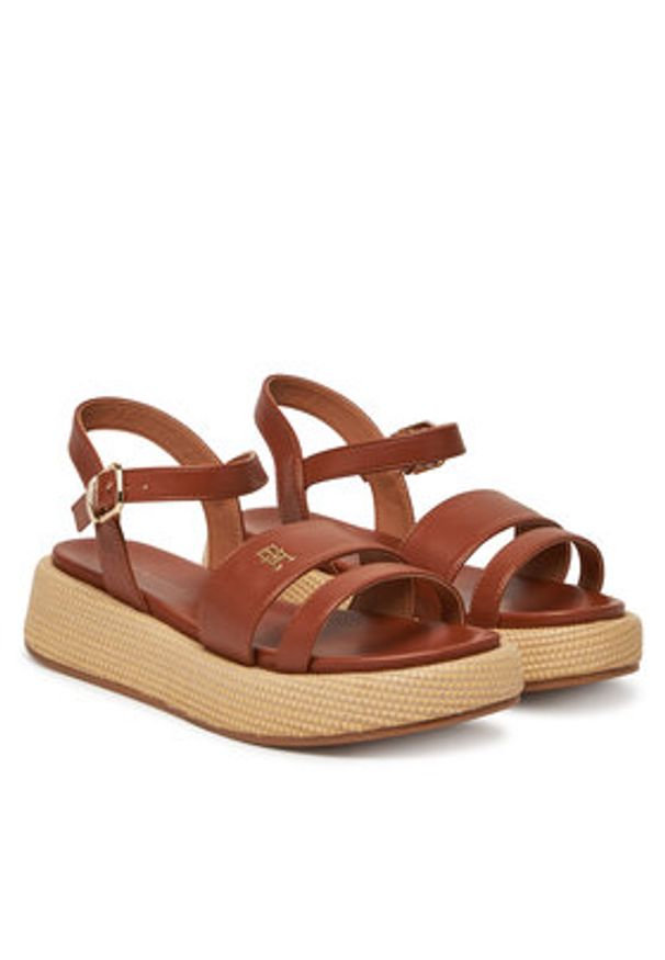 TOMMY HILFIGER - Tommy Hilfiger Espadryle T3A2-33793-0326 S Brązowy. Kolor: brązowy. Materiał: skóra