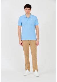La Martina - LA MARTINA Błękitne męskie polo z małym logo, Rozmiar XL. Typ kołnierza: polo. Kolor: niebieski