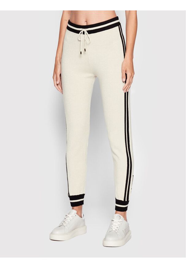 Liu Jo Sport Spodnie dzianinowe TF2051 MS75L Beżowy Regular Fit. Kolor: beżowy. Materiał: dzianina, syntetyk