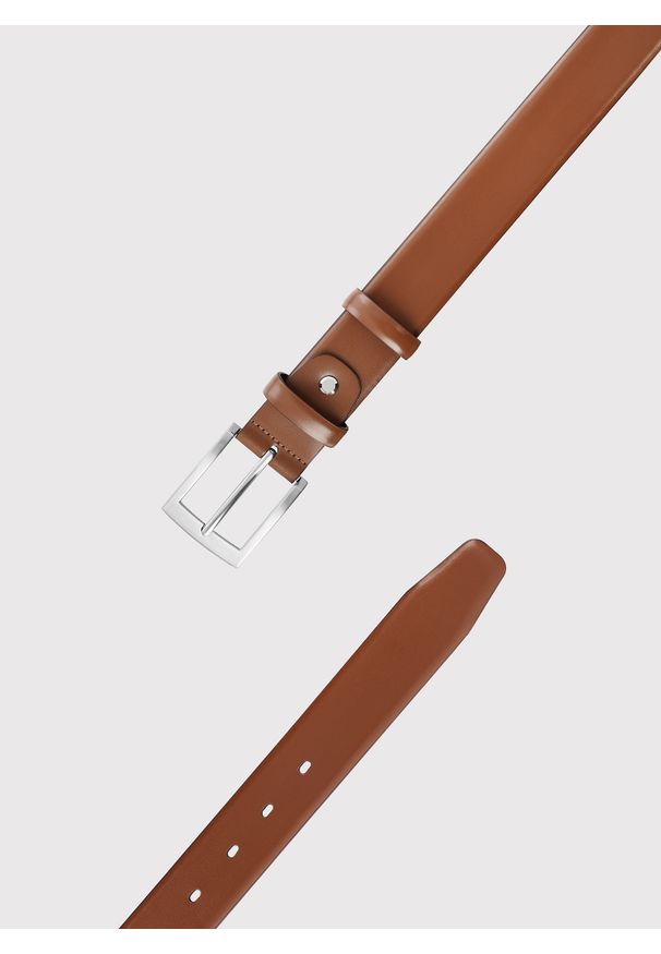 Pako Lorente - PAKO LORENTE - Kamelowy skórzany pasek męski. Kolor: brązowy, czarny. Materiał: skóra