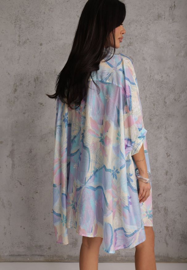 Renee - Niebieska Nietoperzowa Koszula z Bawełną o Fasonie Oversize Celista. Okazja: na co dzień. Kolor: niebieski. Materiał: bawełna. Styl: elegancki, casual