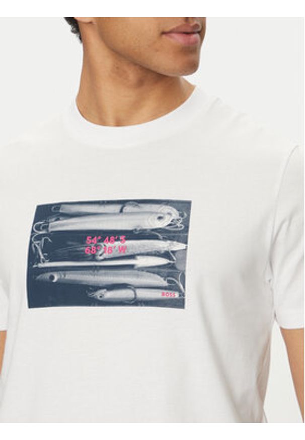 BOSS T-Shirt Dune 50539194 Écru Regular Fit. Kolor: kremowy. Materiał: bawełna