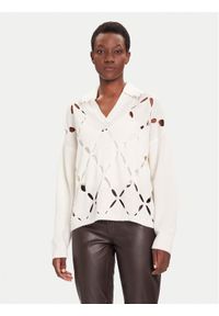 Liu Jo Sweter MF5038 MS009 Biały Regular Fit. Kolor: biały. Materiał: wełna