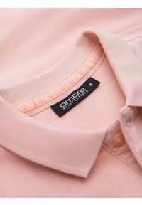 Ombre Clothing - Koszulka polo z dzianiny pique - jasnoróżowa V5 S1746 - XL. Typ kołnierza: polo. Kolor: różowy. Materiał: dzianina. Wzór: haft #5