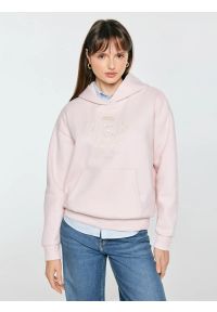 Big-Star - bluza damska z kapturem i haftowanym logo różowa afraja 600. Typ kołnierza: kaptur. Kolor: różowy. Materiał: dzianina. Wzór: haft #1