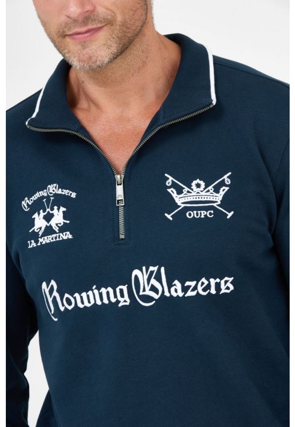 La Martina - LA MARTINA Granatowa bluza męska z suwakiem, Rozmiar M. Typ kołnierza: polo. Kolor: niebieski