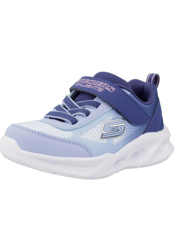 skechers - Buty do chodzenia niemowlęce Skechers Sola Glow. Kolor: niebieski. Materiał: syntetyk, tkanina. Model: Skechers Sport. Sport: turystyka piesza