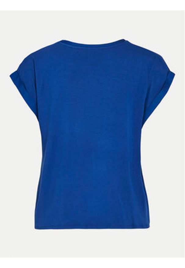 Vila T-Shirt Ellette 14059563 Niebieski Regular Fit. Kolor: niebieski. Materiał: satyna, syntetyk